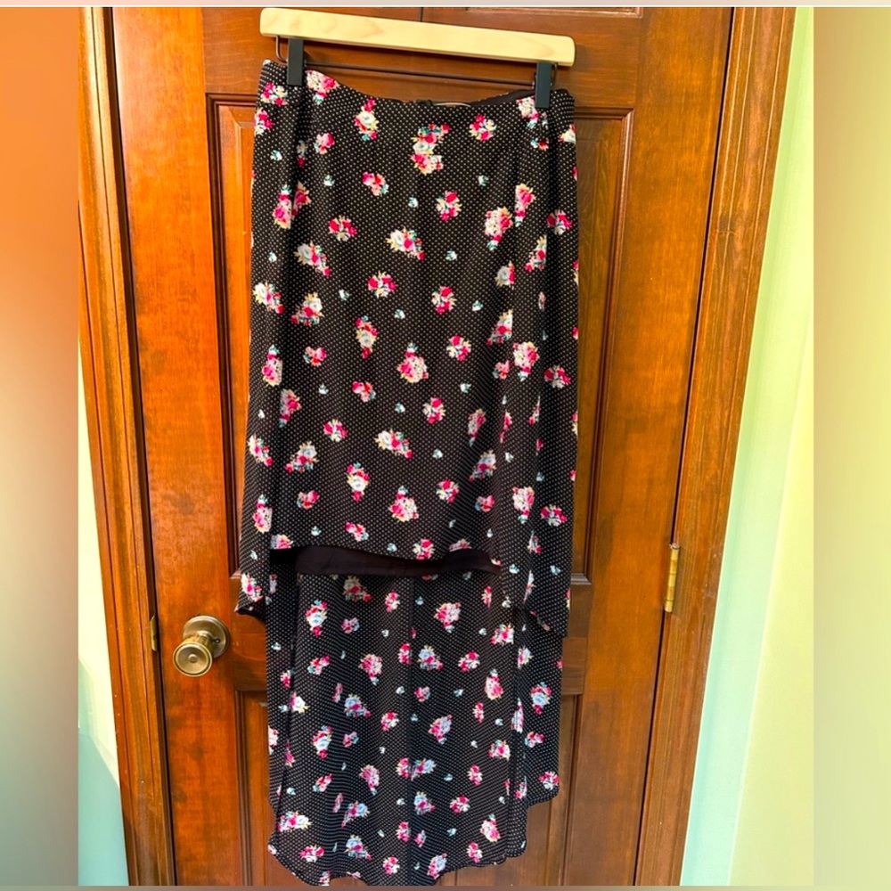 NWT Torrid Rose Floral Polka Dot Black High Low Skirt 16